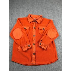 Zenana Women's S Small Shacket Shirt Jacket Burnt Orange Fleece Button Up Elbow